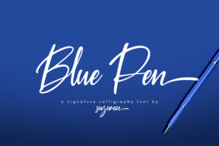 Blue Pen Script Font for Handmade Crafts